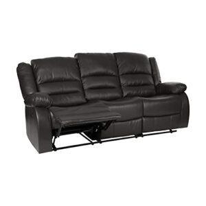 Lexicon Azrael Faux Leather Double Manual Reclining Sofa, 82" W, Brown