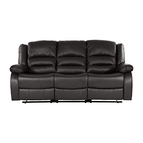 Lexicon Azrael Faux Leather Double Manual Reclining Sofa, 82" W, Brown