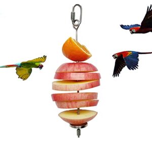 bird food holder, bird feeder toy, foraging toy, bird food treat skewer, stainless steel parrot fruit vegetable stick holder (s)
