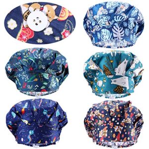 geyoga 5 pieces adjustable buttons caps printed tie back hats with sweatband hat for women men, 5 styles (fantasy theme pattern)