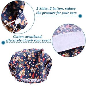 Geyoga 5 Pieces Adjustable Buttons Caps Printed Tie Back Hats with Sweatband Hat for Women Men, 5 Styles (Fantasy Theme Pattern)