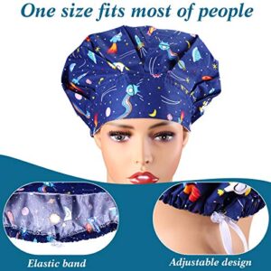 Geyoga 5 Pieces Adjustable Buttons Caps Printed Tie Back Hats with Sweatband Hat for Women Men, 5 Styles (Fantasy Theme Pattern)