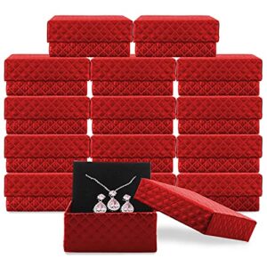 necklace earring ring box gift box,15 pieces square cardboard jewelry gift boxes,cotton filled cardboard paper jewelry box gift case (2.95 x 2.95 x 1.38 inches) (red)