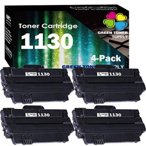 (4 pack) green toner supply compatible black toner cartridge replacement for dell 1130 1130n 1133 1135n laserjet printers
