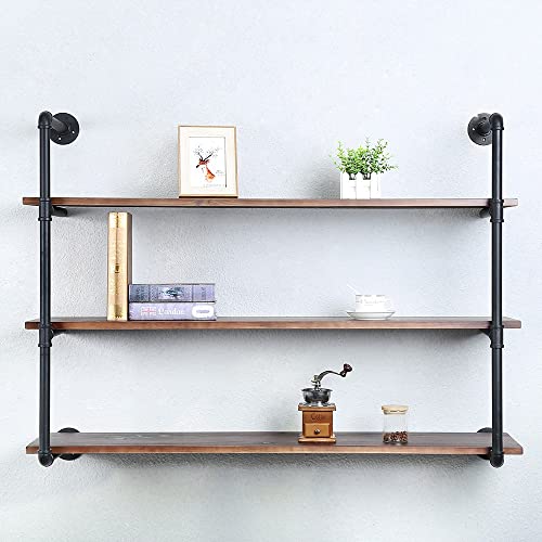 Industrial Pipe Shelving Floating Shelves for Wall,Pipe Shelves with Wood Rustic Wall Shelves,Pipe Wall Shelf Metal Floating Shelf Wall Mounted