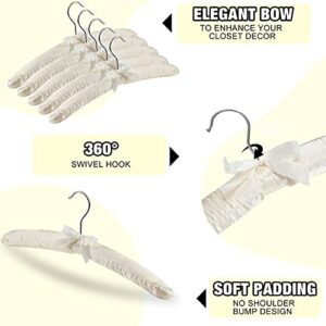 24 Pieces Satin Padded Hangers Satin Hangers with Anti-Rust Swiveling Hook Shoulder Hangers for Hanging Dresses, Sweaters, Suits and More (Beige)