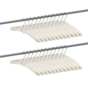 24 Pieces Satin Padded Hangers Satin Hangers with Anti-Rust Swiveling Hook Shoulder Hangers for Hanging Dresses, Sweaters, Suits and More (Beige)