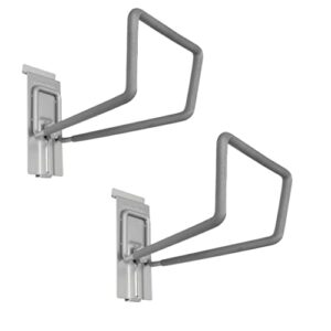 crownwall slat wall storage organizer, heavy duty steel locking loop hook for hanging hoses, cords, ladders and bulky items, slatwall accessories panels (2 pack)