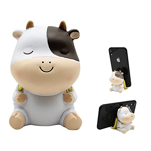 Cute Cartoon Phone Holder Stand Desk Animal Cow Cellphone Stand Mount Home Office Decoration Gift for Girls Kids Women