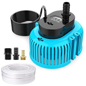 aisitin 80w pool cover pump, 850 gph above ground sump pumps, submersible water pump with 16.4' drainage hose, 25' power cord and 3 different adapters, temperature control protection