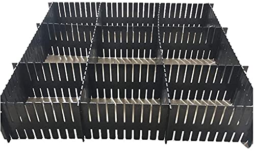 Ygapuzi 8pcs DIY Plastic Grid Drawer Dividers Adjustable Drawer Organizer Storage Separators Tidy Container for Closet, Office Desk, Kitchen Storage, Dresser, Makeup Tools, Underwear, Socks (Black)