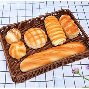 Yarlung 3 Pack Woven Baskets Serving Trays with Handles, Poly Wicker Bread Baskets Rectangular Platters for Fruit, Vegetables, Breakfast, Drinks, Snacks, Dining Coffee Table, 3 Sizes