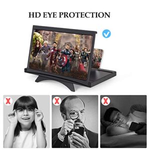 12" Screen Magnifier for Cell Phone, 2021 Version 3D Curve Screen Magnifying, HD Amplifier Projector for Movies, Videos, Gaming, Foldable Mobile Enlarge Phone Screen, Use with All Smartphones Readers