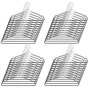 USTECH Metal Space Saving Clothes Hangers | Trouser Bar with Shoulder Notch Thin Hangers Perfect for Coat, Suit, and Pants | Non-Slip Coating and Large Hook for Added Safety | Pack of 48