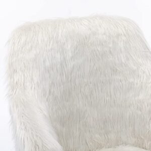 Duhome Faux Fur Home Office Chair for Women, Vanity Chair for Teen Girls Swivel Desk Chair with Armrest, White