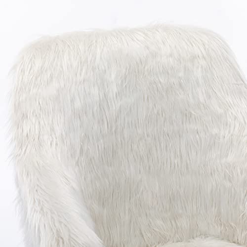Duhome Faux Fur Home Office Chair for Women, Vanity Chair for Teen Girls Swivel Desk Chair with Armrest, White