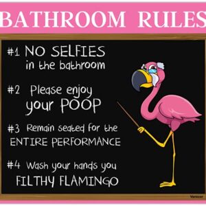 Venicor Flamingo Bathroom Decor Sign - 12 x 13 Inches - Aluminum - Pink Flamingo Gifts Home Wall Mount Decorations Accessories Merch