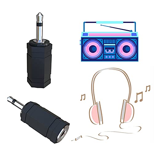 Goupchn 3.5mm Mono to Stereo Adapters 5 Pack 1/8" Mono Male Plug to 1/8" TRS Stereo Female Jack Socket for Headphone, Radio