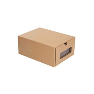 AVEO Shoe Rack Transparent Cowhide Paper Box Thickened Kraft Cardboard Box Transparent Drawer Shoebox Receptacle Box Paper Storage Shoe Cabinet (Color : A)