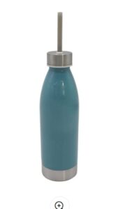 mainstays 22-ounce plastic water bottle with stainless steel lid and base (peacock pume)
