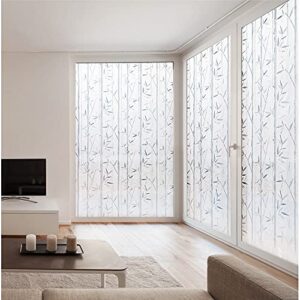 Window Privacy Film Bamboo Patten Frosted Glass Films, Self-Adhesive Static Cling Window Stickers, Anti-UV, Heat Insulation for Living Room Kitchen Patio Doors (17.5 x78.7Inch)