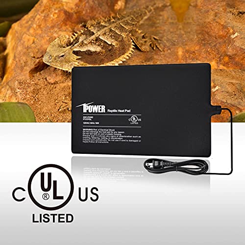 iPower Reptile Heat Pad 4W/8W/16W/24W Under Tank Terrarium Warmer Heating Mat and Digital Thermostat Controller for Turtles Lizards Frogs and Other Small Animals, Multi Sizes