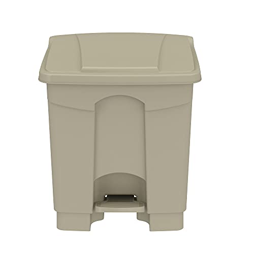 Safco Products Plastic Step-On Touchless Trash Can 8 Gallon - Hands-Free Waste Disposal, Soft-Close Lid, Anti-Slip Bag Security, Ideal for Home/Commercial Use (9924TN)