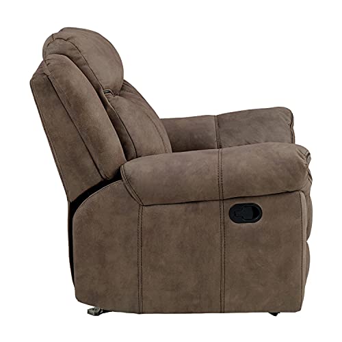 Lexicon Braelyn Fabric Double Reclining Sofa with Center Drop-Down Cup Holders, Receptacles, Hidden Drawer and USB Ports, 88.5" W, Brown