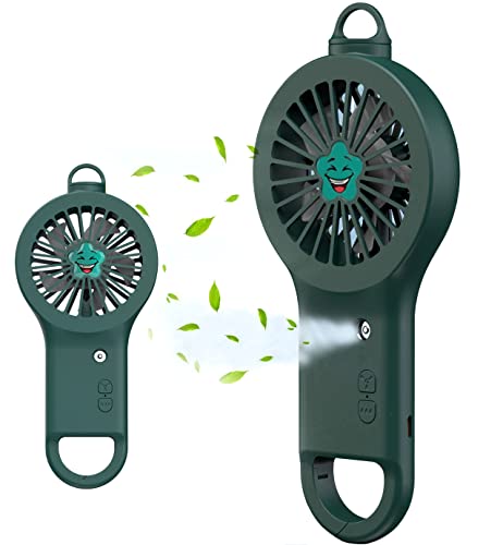 ZOMFOM Nano Misting Fan, Mist Spray Pores Water SPA Moisturizing Hydrating Face Sprayer USB Rechargeable, Spray Water Mist Fan, Nano Handheld Misting Fan with 2 button (ArmyGreen)