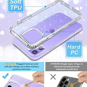 MIODIK for iPhone 12 Case and iPhone 12 Pro Case with Phone Stand, [Not Yellowing] Clear Glitter Shockproof Protective Phone Case, [Non-Slip] Slim Cover for Women Girls 6.1 Inch - Sparkle Clear