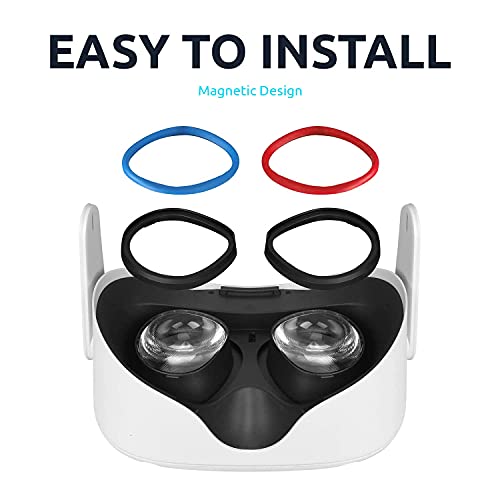 Olixar Lens Protectors for Oculus Quest 2 VR Headset - Prevent your Glasses from Scratching your Oculus Quest 2 Lenses - 3 Sizes Included, Use your Favourite Pair - Red & Blue