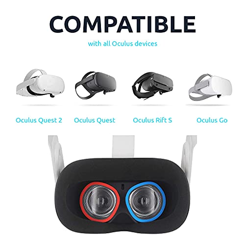 Olixar Lens Protectors for Oculus Quest 2 VR Headset - Prevent your Glasses from Scratching your Oculus Quest 2 Lenses - 3 Sizes Included, Use your Favourite Pair - Red & Blue