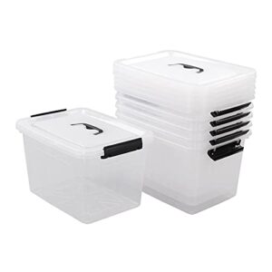 cand 12 quart plastic latching box, clear storage bin with lid, 6 packs