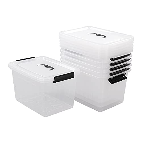 Cand 12 Quart Plastic Latching Box, Clear Storage Bin with Lid, 6 Packs