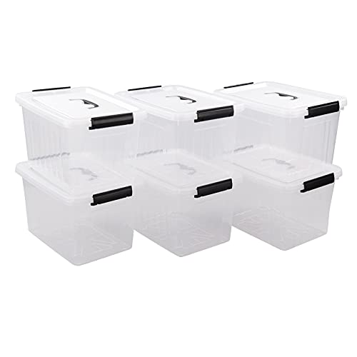 Cand 12 Quart Plastic Latching Box, Clear Storage Bin with Lid, 6 Packs