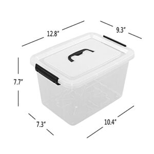 Cand 12 Quart Plastic Latching Box, Clear Storage Bin with Lid, 6 Packs