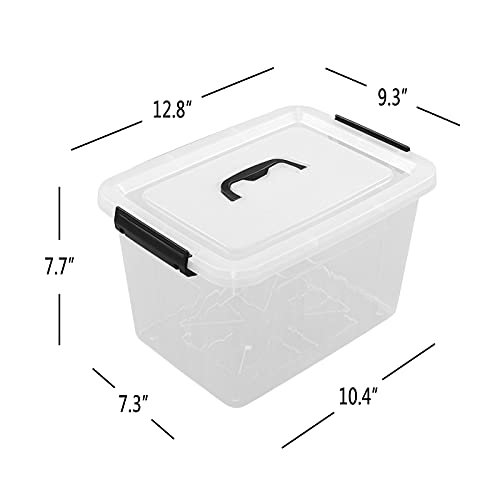 Cand 12 Quart Plastic Latching Box, Clear Storage Bin with Lid, 6 Packs