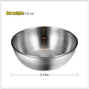 Lomoker 3.15 inches Stainless Steel Mini Serving Bowls Sauce Dishes Round Sushi Dipping Bowl Seasoning Dish Appetizer Plates Metal Ramekins, Oven & Dishwasher Safe, Set of 6, Silver