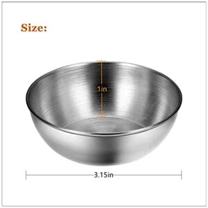 Lomoker 3.15 inches Stainless Steel Mini Serving Bowls Sauce Dishes Round Sushi Dipping Bowl Seasoning Dish Appetizer Plates Metal Ramekins, Oven & Dishwasher Safe, Set of 6, Silver