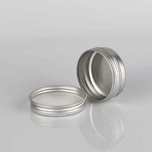 DLIBUY 12 Pcs 40ml 40g Empty Round Silver Aluminum Tin Jars with Screw Lids Cosmetics Lip Balm Containers Pots for DIY Candle, Salve Powder, Crafts, Storage Cans 3 Alu Spoon, 12 Labels