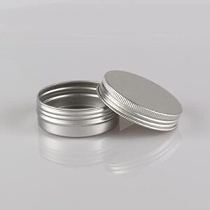 DLIBUY 12 Pcs 40ml 40g Empty Round Silver Aluminum Tin Jars with Screw Lids Cosmetics Lip Balm Containers Pots for DIY Candle, Salve Powder, Crafts, Storage Cans 3 Alu Spoon, 12 Labels