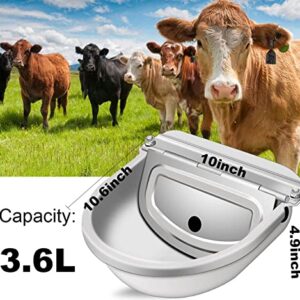 Automatic Livestock Drinking Water Bowl with 2 Float Ball Valves and (Drain Hole), 304 Stainless Steel Livestock Horse Waterer Dispenser, Water Trough for Cattle, Horse, Pig, Sheep, Dogs, Calf, Goat