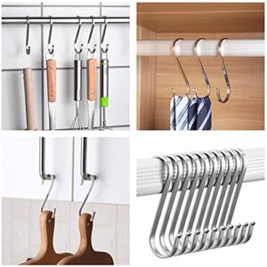 S-Shaped Hooks Heavy Duty 24 Packs,304 Stainless Steel Hook,Multi-Functional Flat Hook,S Hook,Hooks Closet,Hooks Plants,Hooks for Hanging Pot,Pan,Cups, Plants,Bags, Jeans,Towels (24, Medium)…