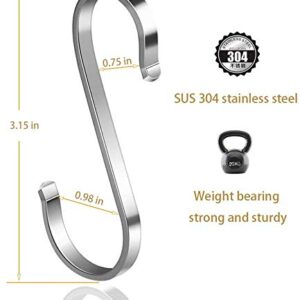 S-Shaped Hooks Heavy Duty 24 Packs,304 Stainless Steel Hook,Multi-Functional Flat Hook,S Hook,Hooks Closet,Hooks Plants,Hooks for Hanging Pot,Pan,Cups, Plants,Bags, Jeans,Towels (24, Medium)…