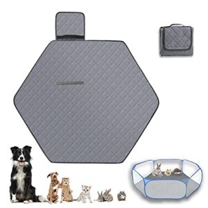 zhilishu hexagon washable liner for small animal playpen, portable reusable guinea pig playpen pad hamster cage pee pad super absorbent indoor waterproof anti-slip for rabbit bunny (grey)