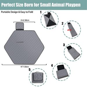 Zhilishu Hexagon Washable Liner for Small Animal Playpen, Portable Reusable Guinea Pig Playpen Pad Hamster Cage Pee Pad Super Absorbent Indoor Waterproof Anti-Slip for Rabbit Bunny (Grey)