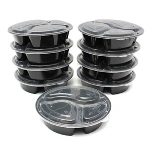 50pcs 48oz meal prep round containers 3 compartment w/lids food storage 25 set