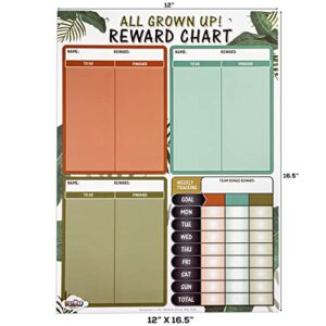 Chores Chart for Kids - Magnetic Behavior and Responsibility Reward Chart for Multiple Kids - Separate Section and Pieces for each Child - 3 Sets of 30 Pre-Designed Chore pieces and 10 Blanks Included