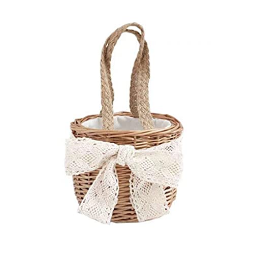 WSZJJ Flower Stand Woven Bag Container Beautiful Material Rattan Handmade Wedding Waterproof Flower Storage Basket (Size : 13cm)