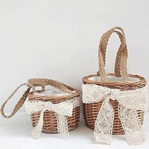 WSZJJ Flower Stand Woven Bag Container Beautiful Material Rattan Handmade Wedding Waterproof Flower Storage Basket (Size : 13cm)